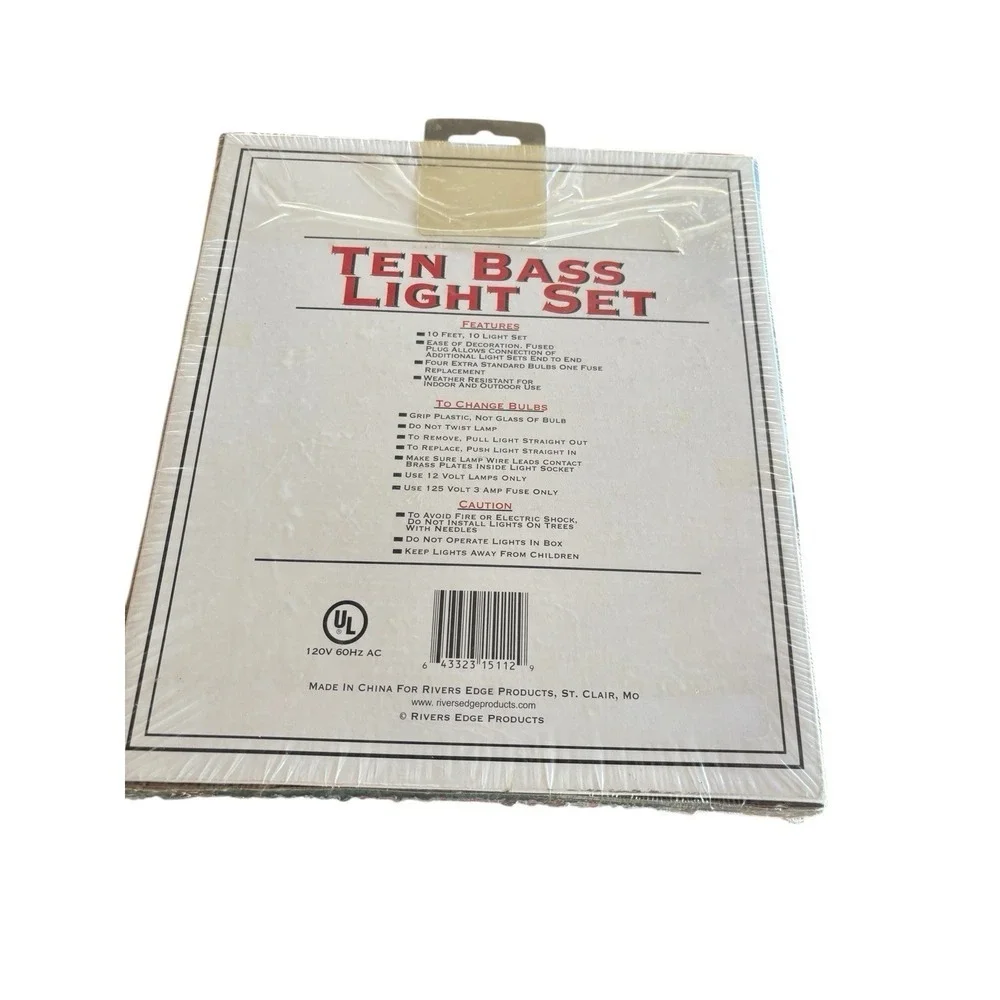 Lot Of 2 Rivers Edge Bass Fish String Light Set 10 Ft Weather Resistant